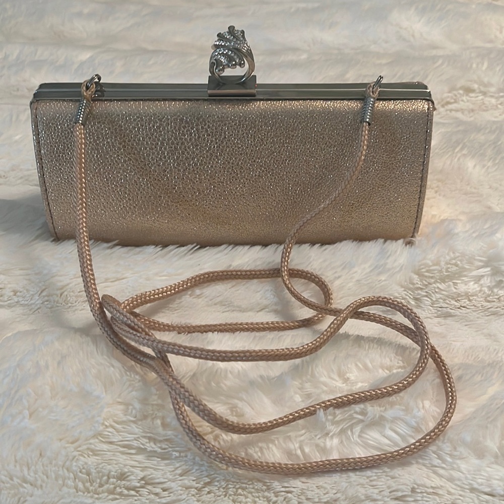 Kate Landry Metallic Gold Clutch with Chain Strap